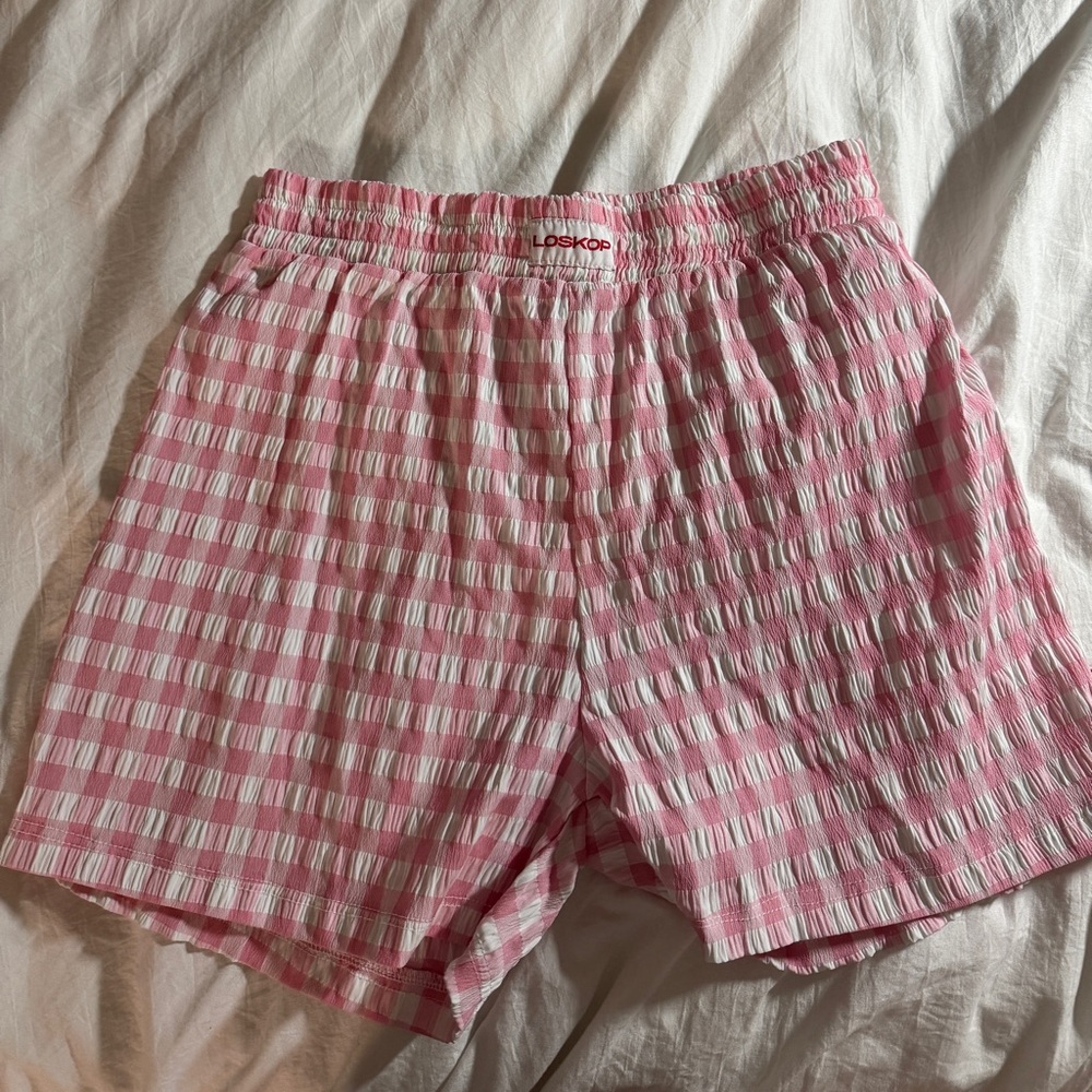 Loskop pink gingham boxer shorts